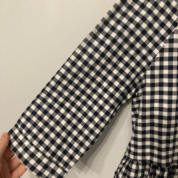 Victoria Beckham for Target Peplum Blouse Size Large Deep Navy & White Check 3/4 - Picture 4 of 7
